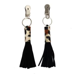 Pinces à Seins Avec Petit Fouet Cuir Suède (Léopard) - Rimba