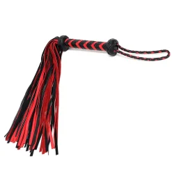 Martinet BDSM En Daim Et Cuir Tressé Rouge/Noir - Rimba