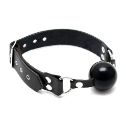 Bal Gag En Silicone Et Cuir Ă 4.4 Cm Noir - Rimba