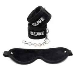 Kit De Soft Bondage SLAVE Noir (3 PiĂšces) - Rimba
