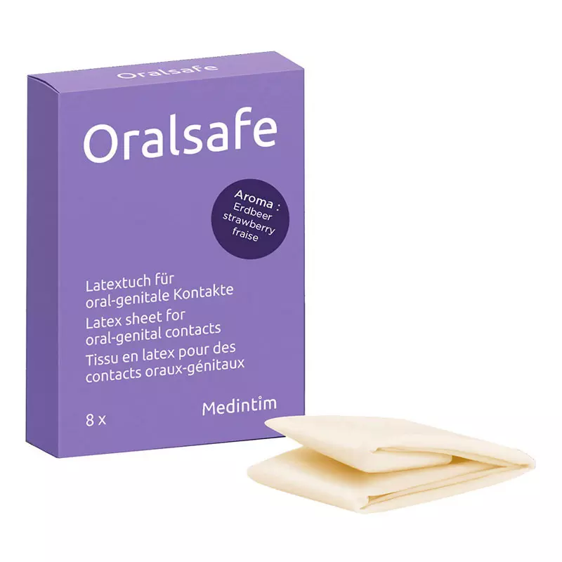 Préservatif Oral Safe (Fraise) 8pces. - Digue Buccale 1 Préservatif Oral Safe (Fraise) 8pces. - Digue Buccale