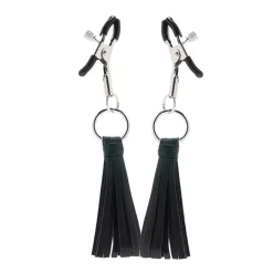 Pinces à Tétons Avec Petit Fouet (Noir) - CalExotics