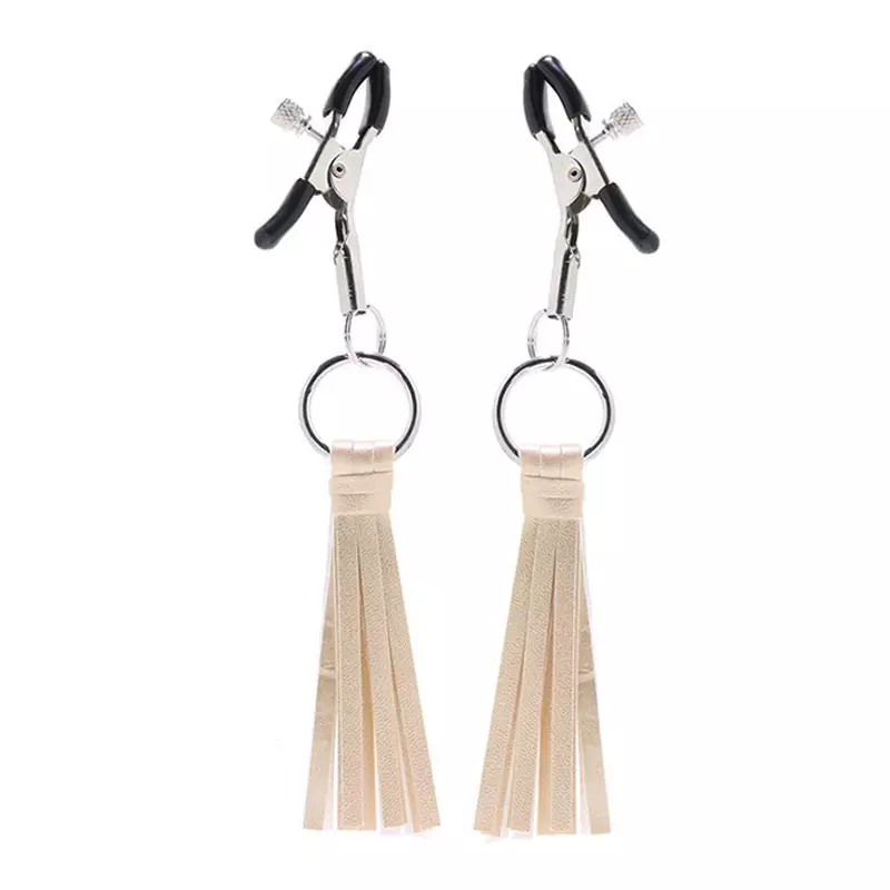 Pinces à Tétons Avec Petit Fouet (Doré) - CalExotics 1 Pinces à Tétons Avec Petit Fouet (Doré) - CalExotics