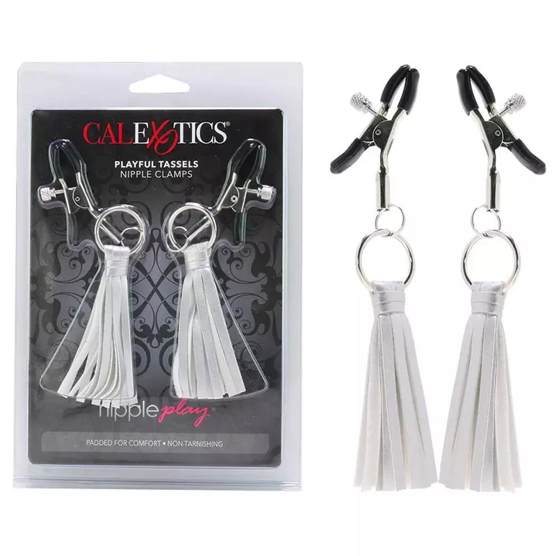 Pinces à Tétons Avec Petit Fouet (Argent) - CalExotics 2 Pinces à Tétons Avec Petit Fouet (Argent) - CalExotics – Image 2