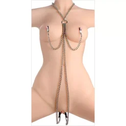 Collier Avec Pinces à Tétons & Lèvres Vaginales - Master Series