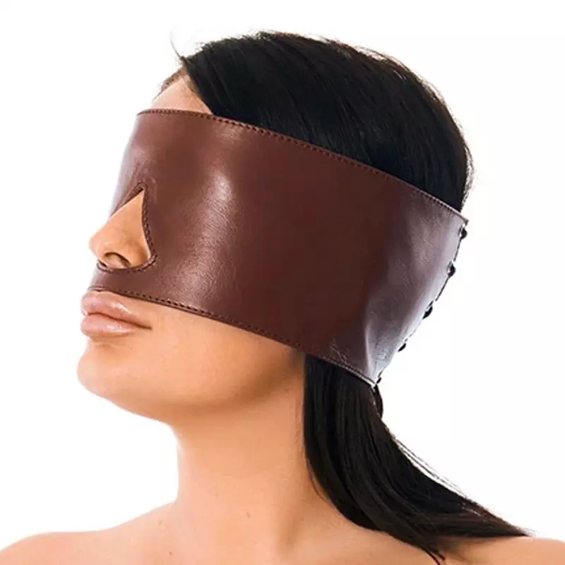 Masque BDSM Bandeau En Cuir (Brun) - Rimba 1 Masque BDSM Bandeau En Cuir (Brun) - Rimba