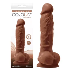 Vibromasseur Avec Scrotum Colours Pleasures 13cm (Brun) - NS Novelties