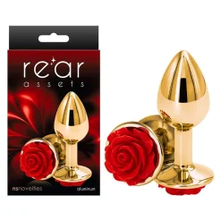 Plug Anal Aluminium Rear Assets Rose Rouge & Gold (S) - NS Novelties