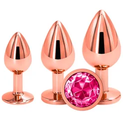 Kit De Plug Anal Aluminium Rear Assets Rose & Gold (3x) - NS Novelties