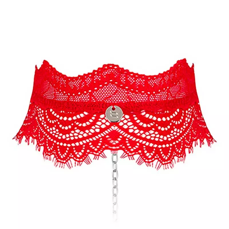 Collier Chocker Bergamore (Rouge) - Obsessive 1 Collier Chocker Bergamore (Rouge) - Obsessive