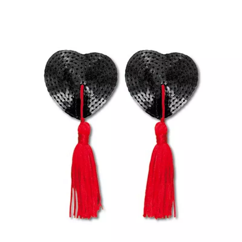 Caches Tétons Cœur Noir Ficelle Rouge – Nippies Paris - Hollywood 1 Caches Tétons Cœur Noir Ficelle Rouge – Nippies Paris - Hollywood