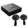 Bijoux Indiscrets Burlesque Pasties - Caches Tétons Rond Noir Ficelle Noire