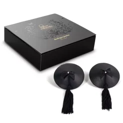 Bijoux Indiscrets Burlesque Pasties - Caches Tétons Rond Noir Ficelle Noire
